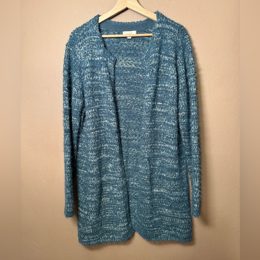Loft Blue Marled Flecked Open Cardigan Sweater Women's Size XL Cozy Lounge Boho